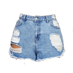 High Waisted Denim Cutoff Shorts